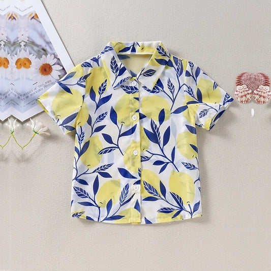 VENUTALOZA Toddler Boy Sunshine Block Designer Button Front Shirt For Boy.