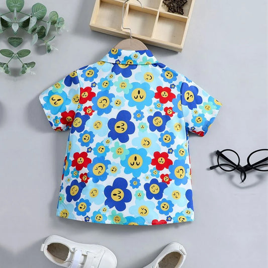 VENUTALOZA Toddler Boys Colorfull Floral Without Tee & Button Front Shirt For Boy.