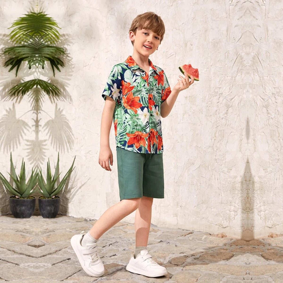 VENUTALOZA Sunshne Floral 1pc Tropical Print Shirt For Boys.