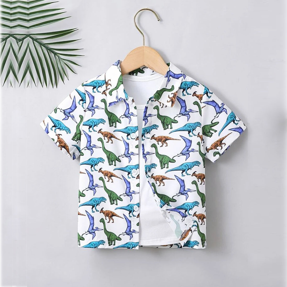 Venutaloza Boy's Dinosaur Designer Button Front Shirt For Boy.