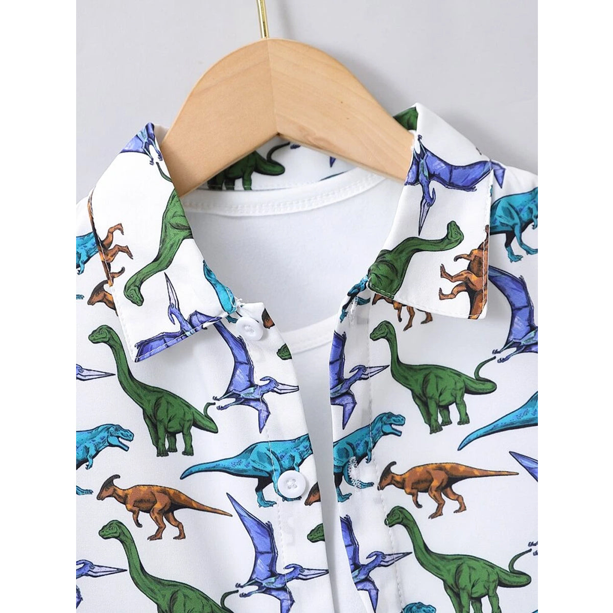 Venutaloza Boy's Dinosaur Designer Button Front Shirt For Boy.