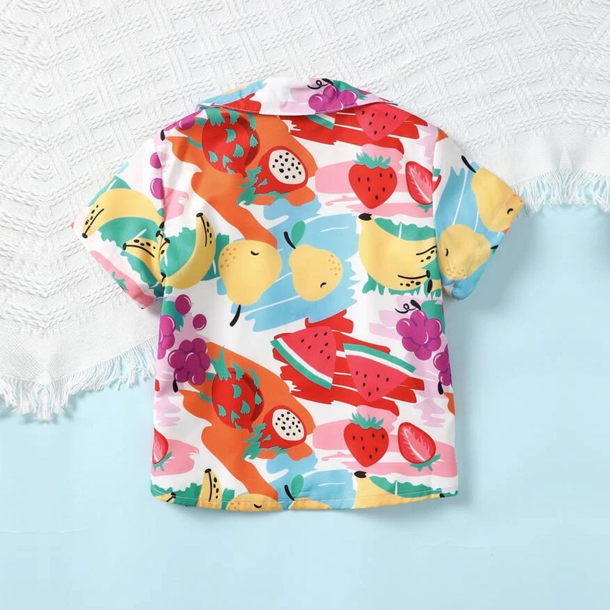 Venutaloza Fruit's & 3D Multicolor print Graphic Print Designer Button Front Shirt For Boy.