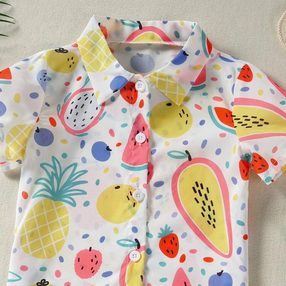 Venutaloza Fruits Print Short Sleeve Shirt For Boy.