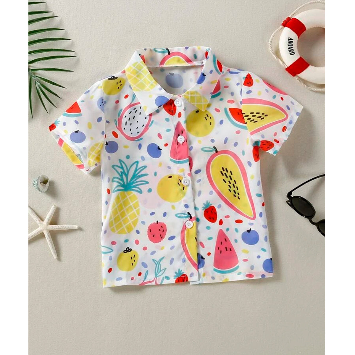 Venutaloza Fruits Print Short Sleeve Shirt For Boy.