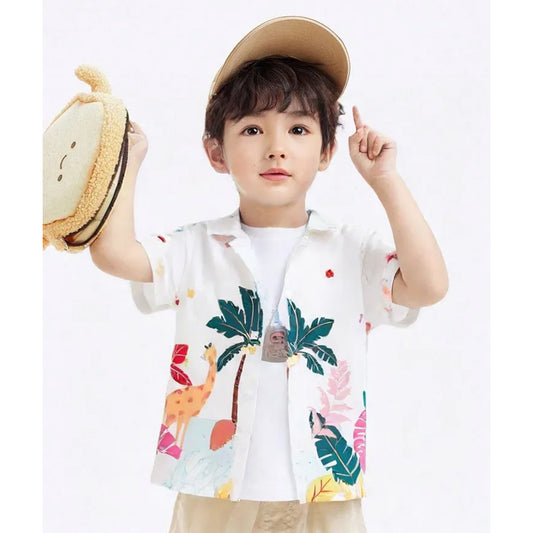 Venutaloza Boys Stylish Floral Tropical's Designer Print Button Front Shirt For Boy.