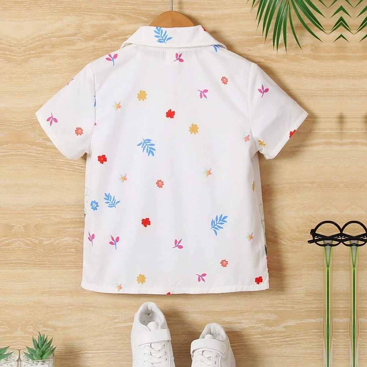 Venutaloza Boys Floral Tropical's Designer Print Button Front Shirt For Boy.