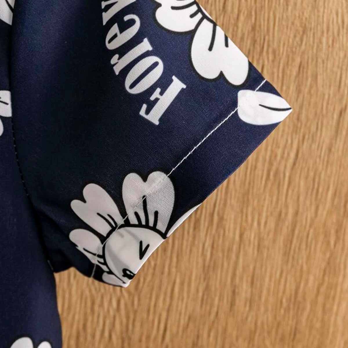 Venutaloza Boys Floral & Letters Designer Button Front Shirt For Boy.