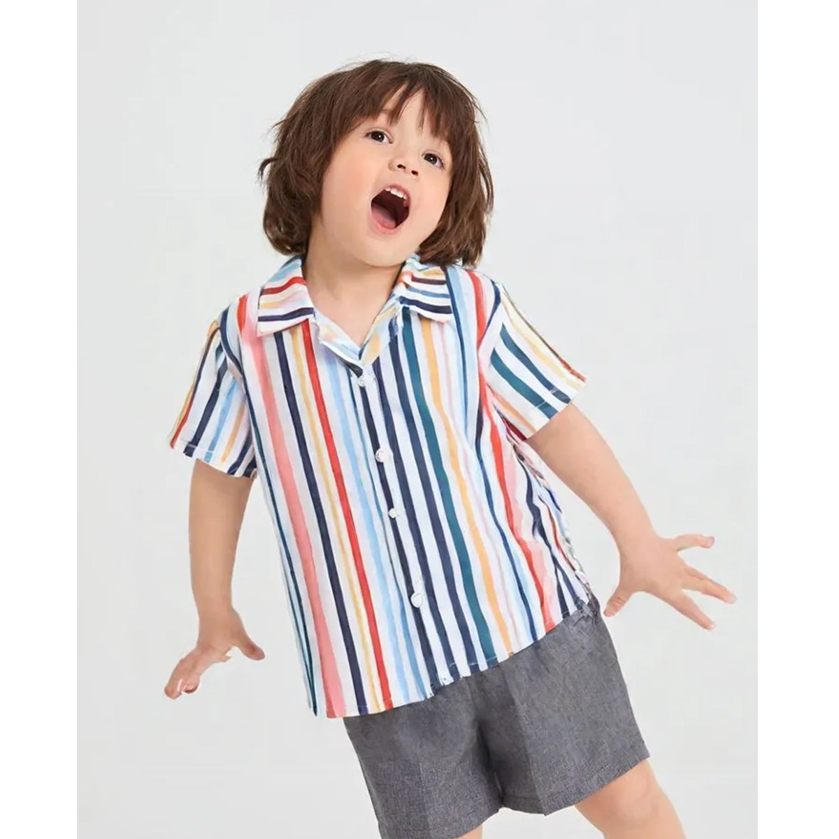 Venutaloza Stylish Sunshine Vertical Designer Button Front Shirt For Boy.