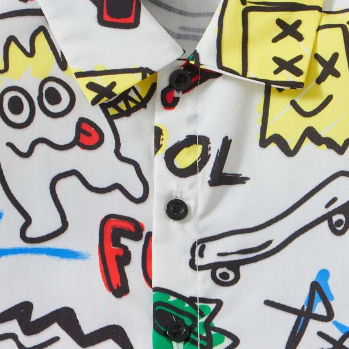 Venutaloza Toddler Boys Cartoon & letters Designer Print Button Front Shirt For Boys.