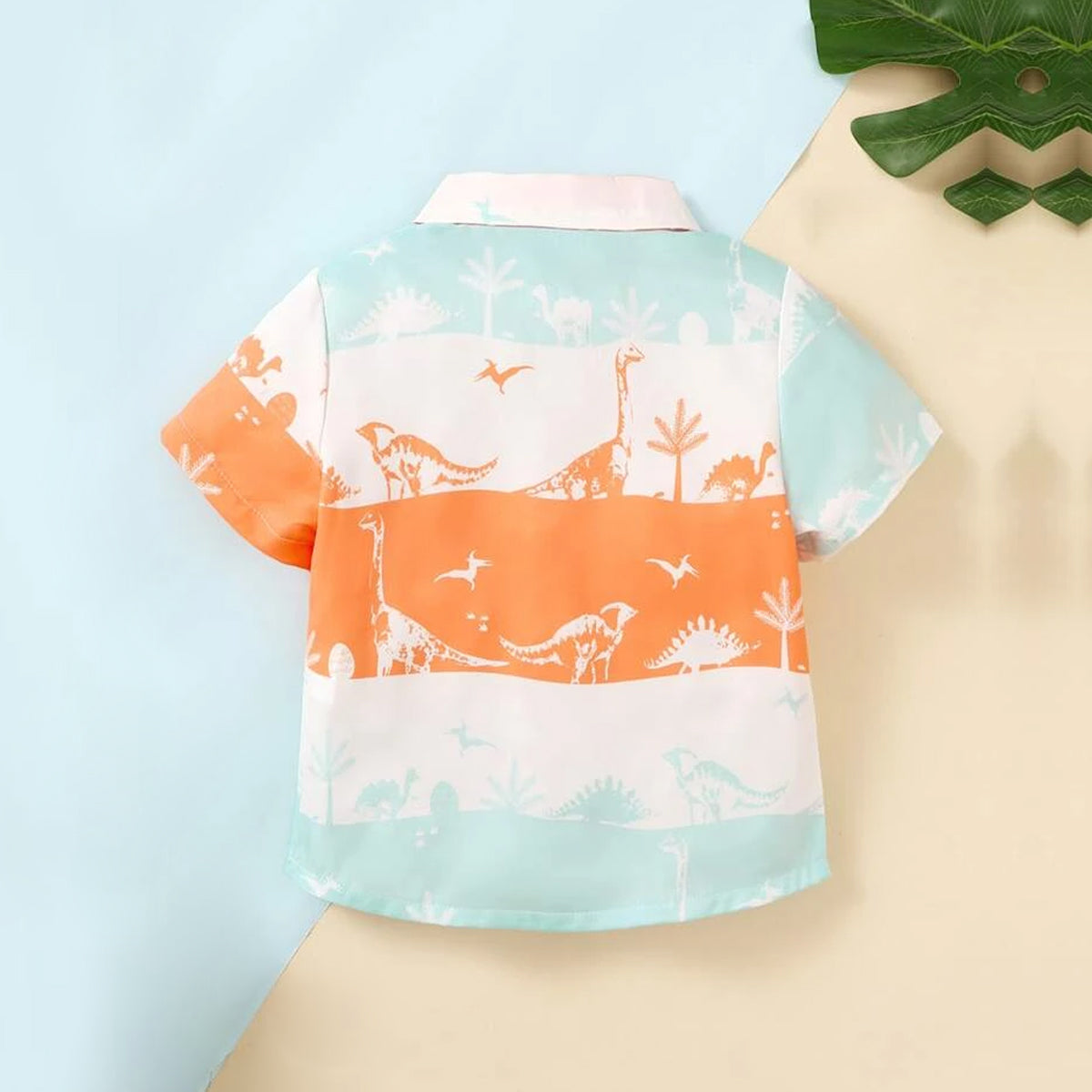 Venutaloza Boy's Tropical & Dinosaur Animal and Sunshine Vertical Pocket Designer Button Front (Combo Pack Of 3) Shirt For Boy.