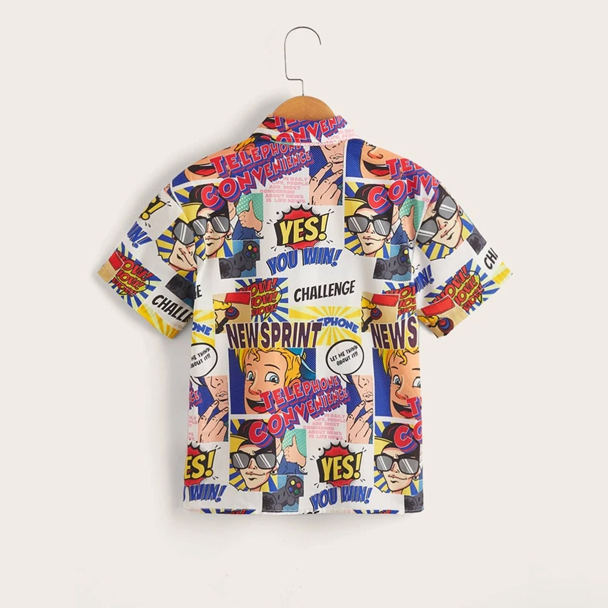 Venutaloza Toddler Boys Pop Art Letters print Graphic & Button Front Shirt For Boy.