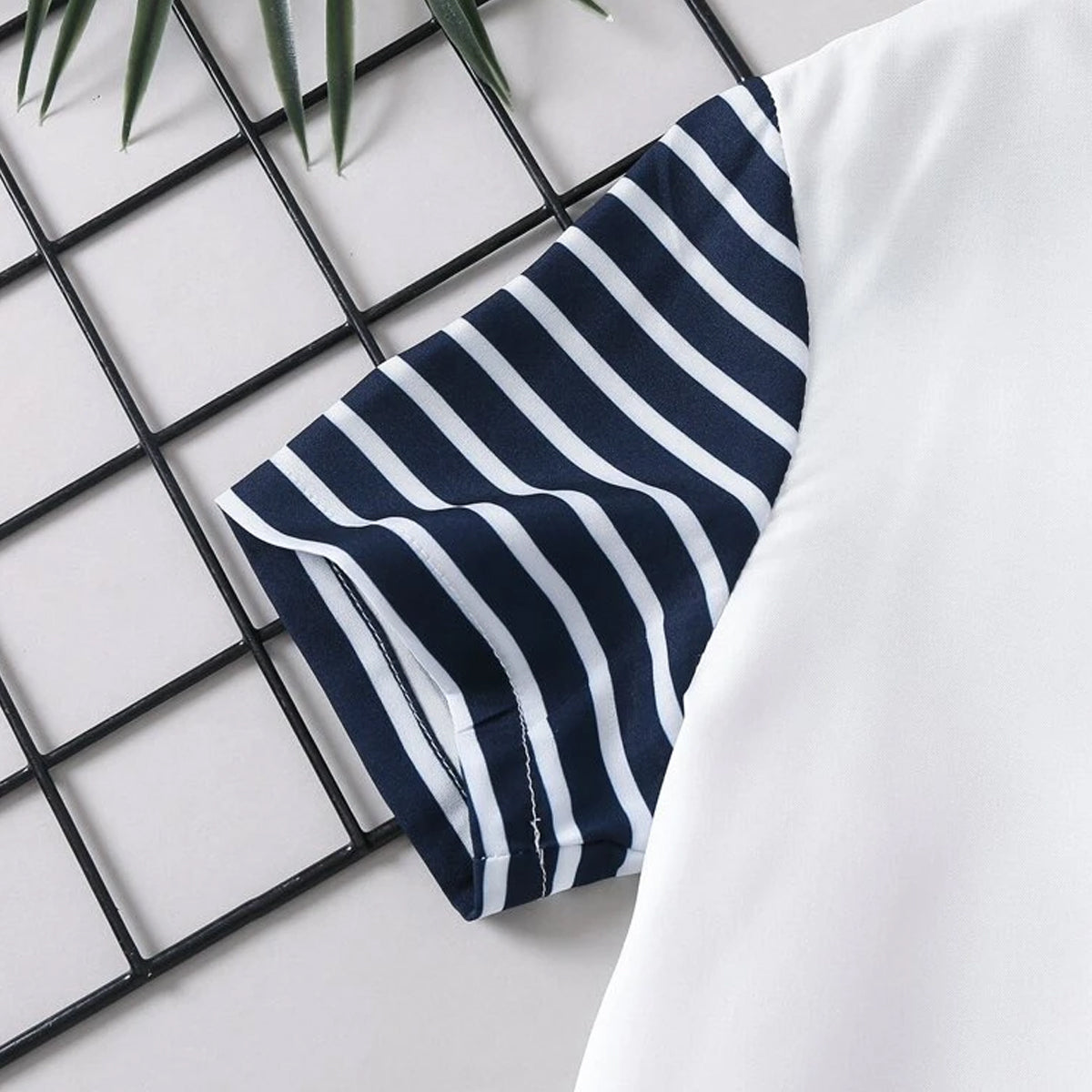 Venutaloza Toddler Boys White Striped Designer Print Button Front Shirt For Boys.