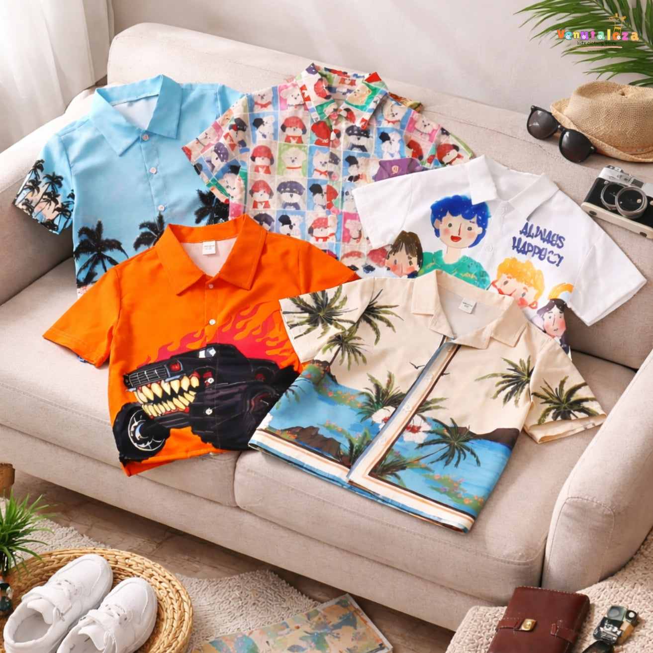 Venutaloza Designer Button Front (Combo pack For 5) Shirt For Boy.