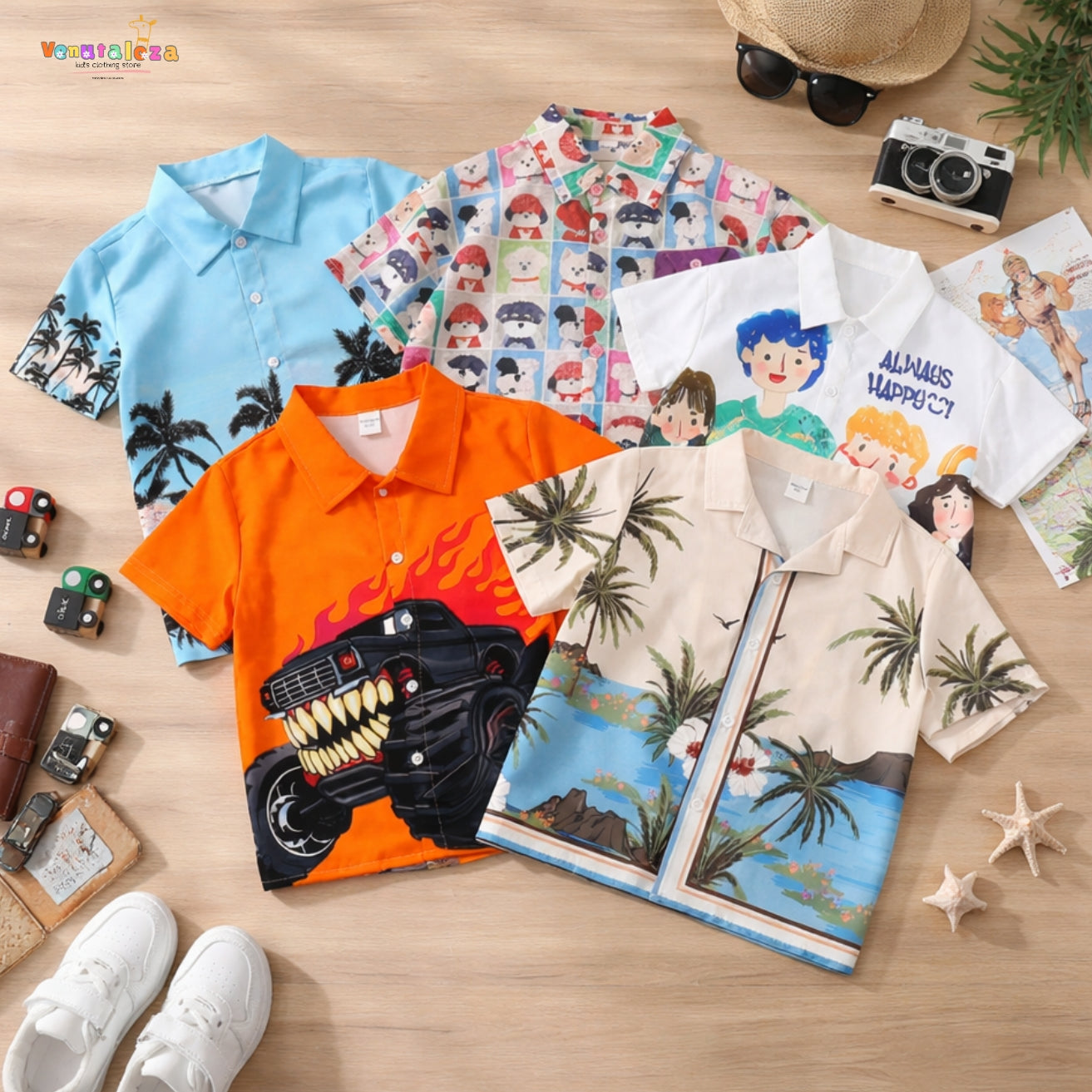 Venutaloza Designer Button Front (Combo pack For 5) Shirt For Boy.