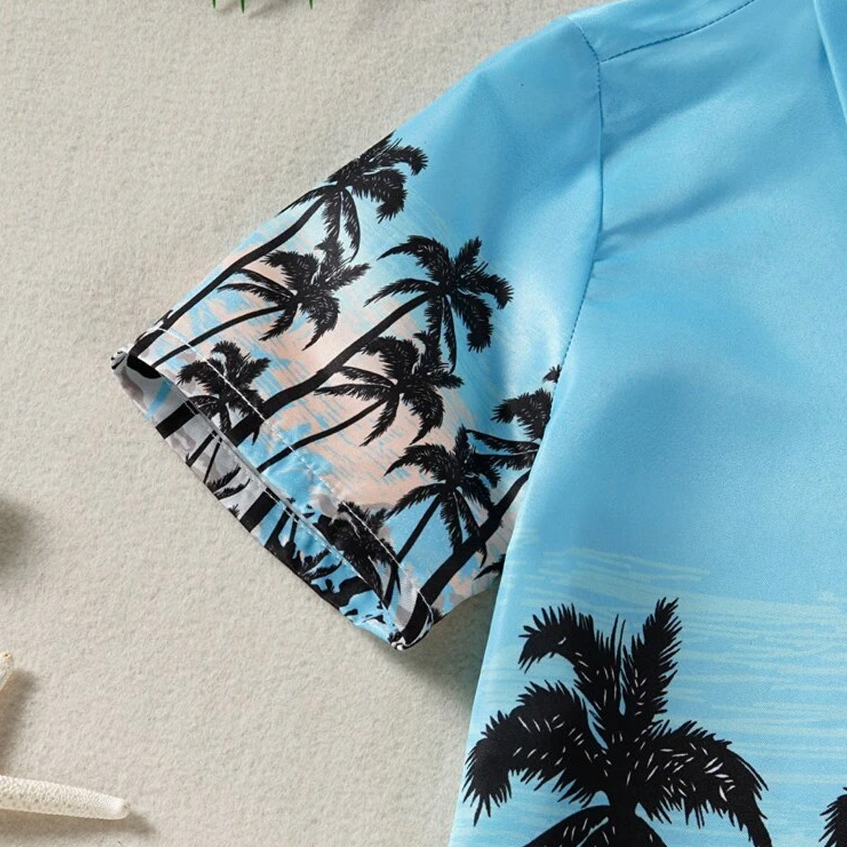 Venutaloza Tropical Casual Tree Button Front Beach Short Sleeve Shirt For Boys.