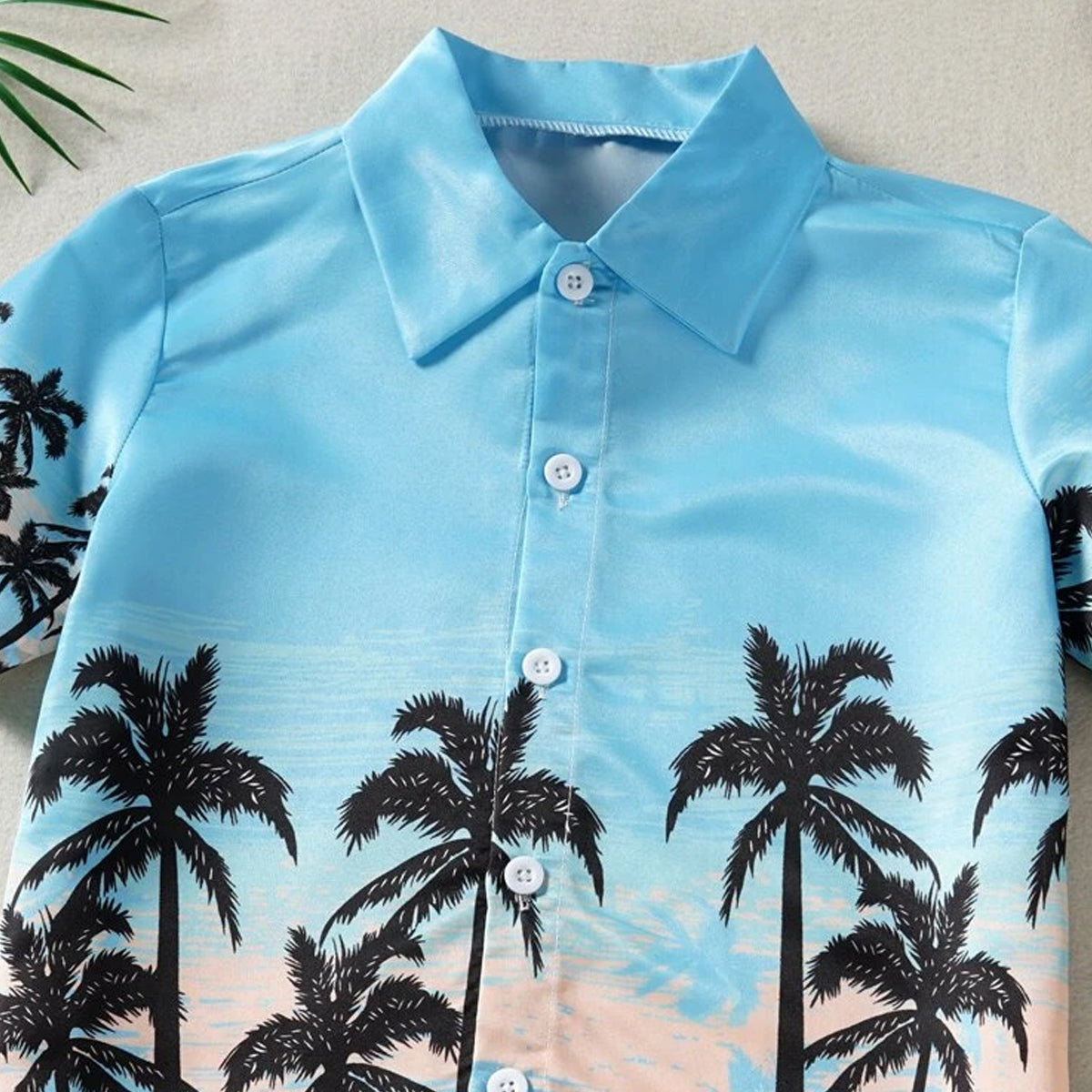 Venutaloza Tropical Casual Tree Button Front Beach Short Sleeve Shirt For Boys.
