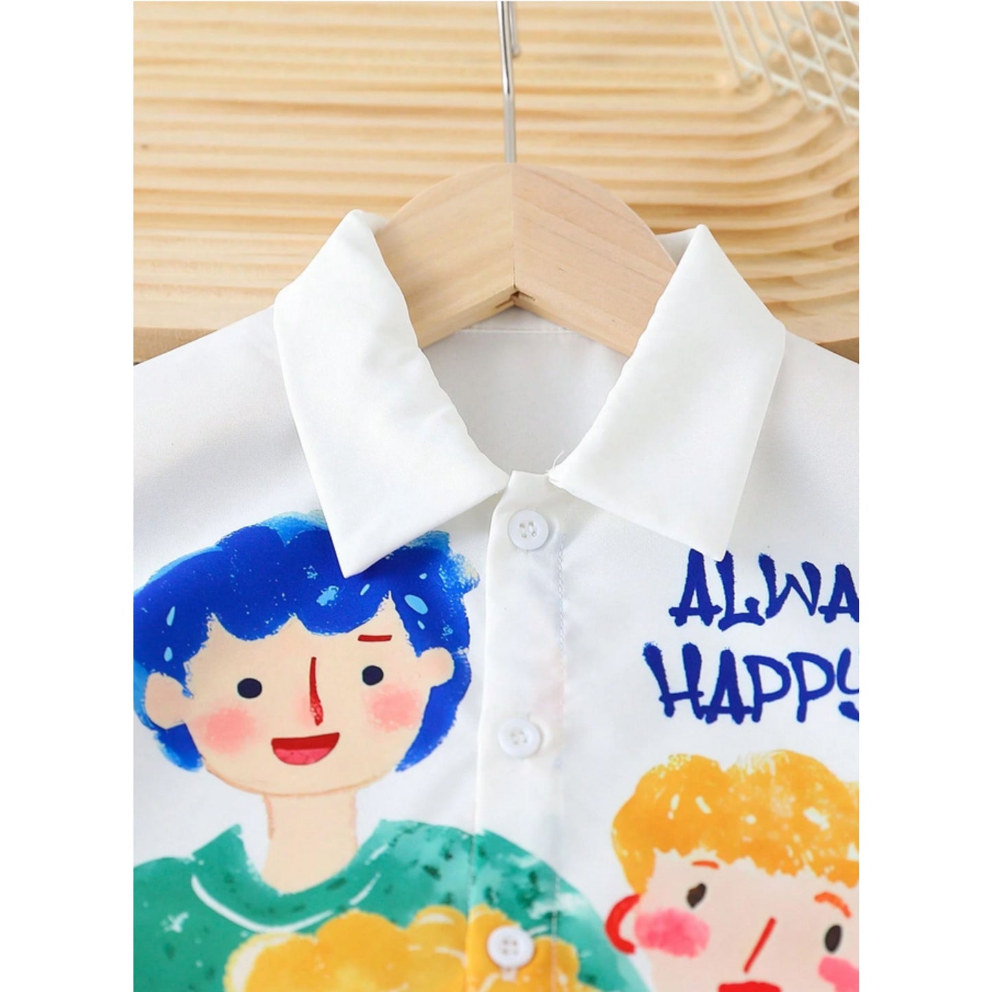 Kids Cartoon Printed Short Sleeve Shirt For Boy.