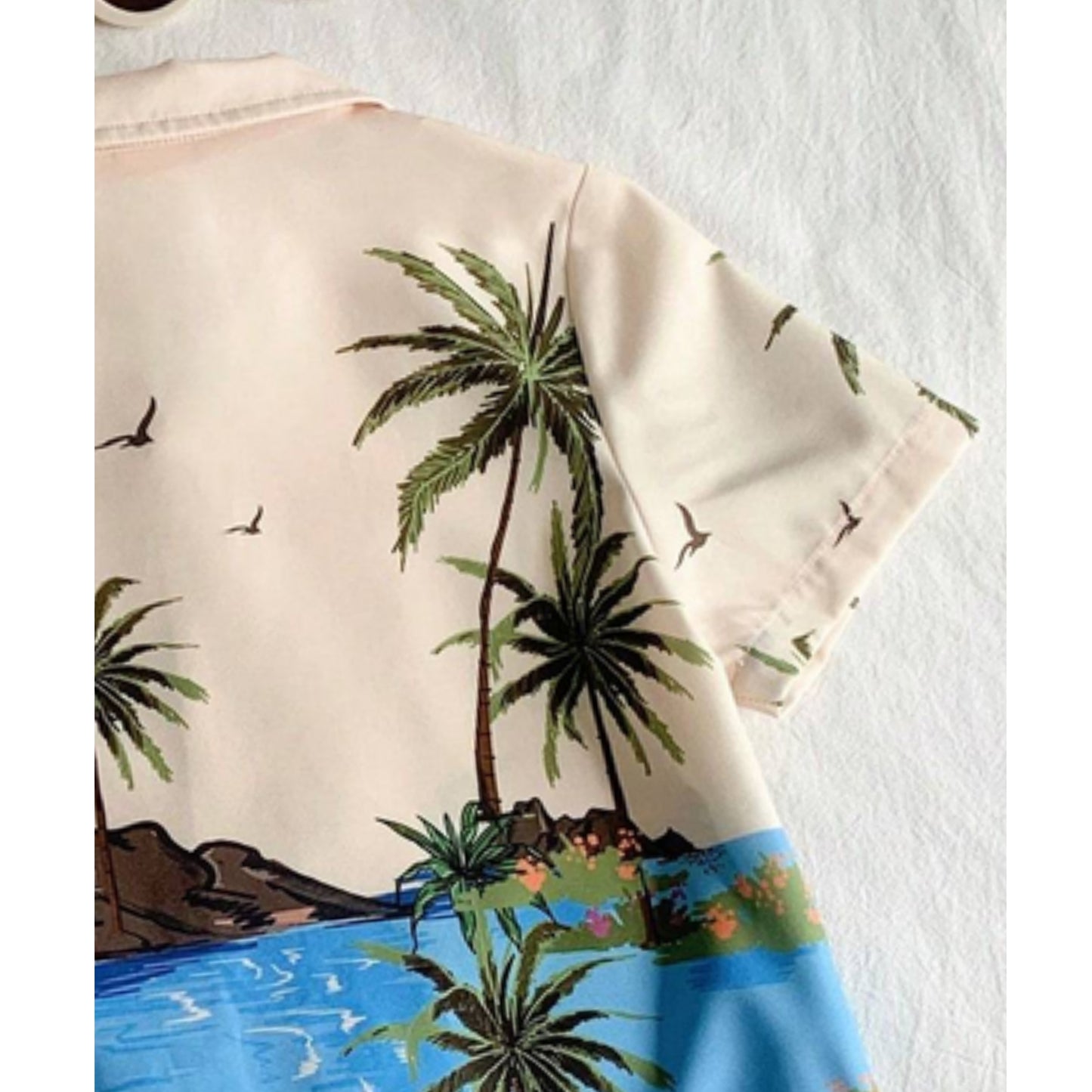 Baby Casual Short Sleeve Shirt With Oceanic Tropical Plant Coconut Trees For Boys.