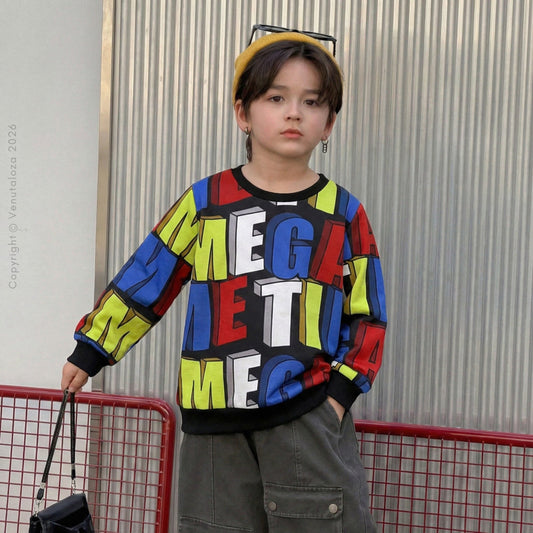 Venutaloza Letters Stripe Full Sleeve Round Nick Tee T-Shirt For Boy's & Girl's.