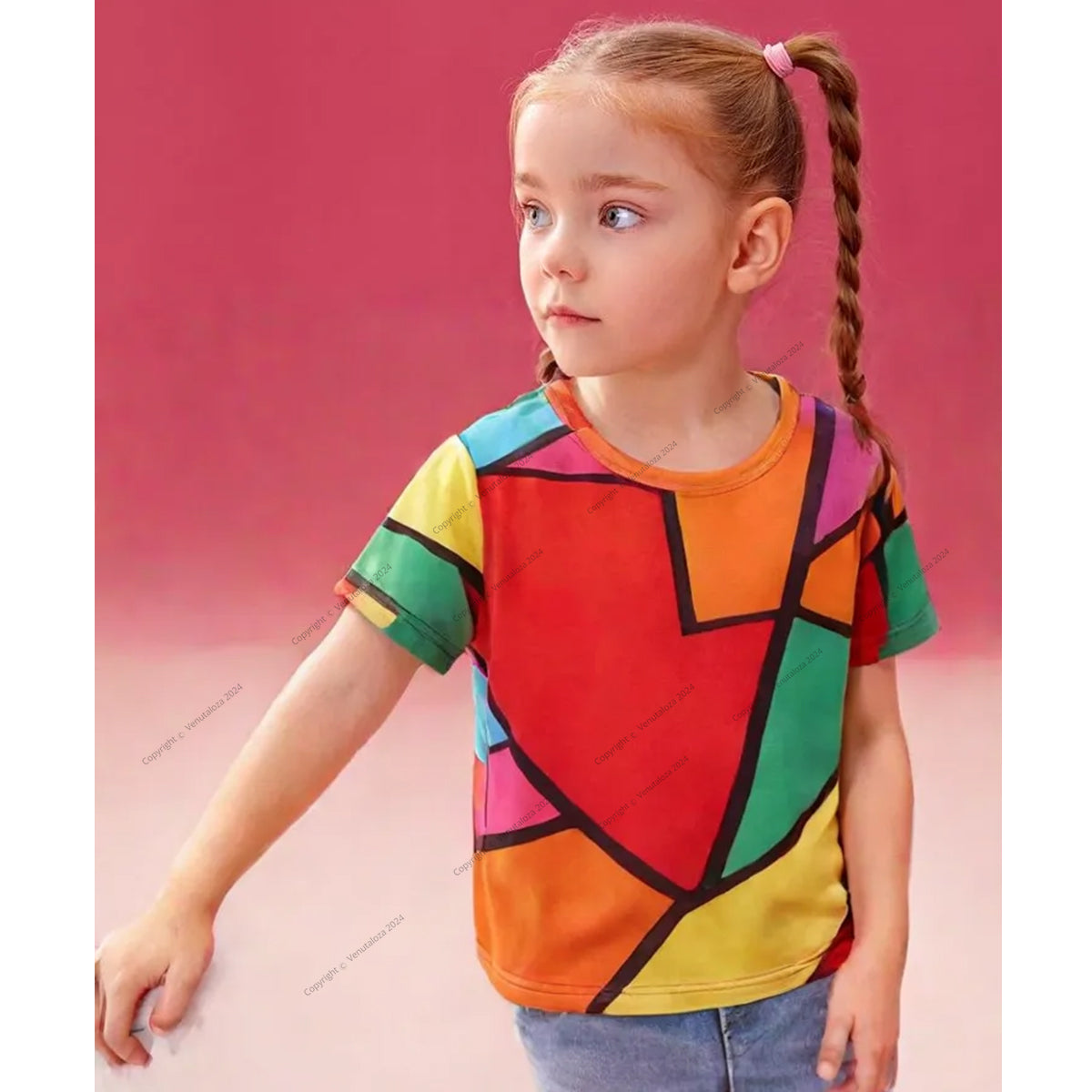 Venutaloza Plus Multicolor Block T-Shirt For Baby Girl's..