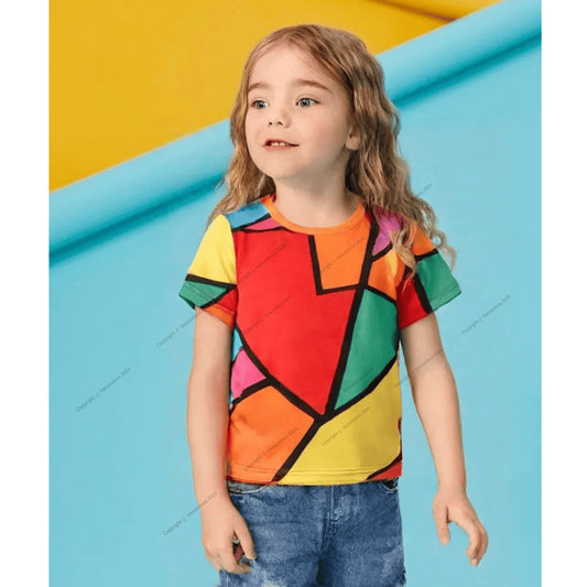 Venutaloza Plus Multicolor Block T-Shirt For Baby Girl's..