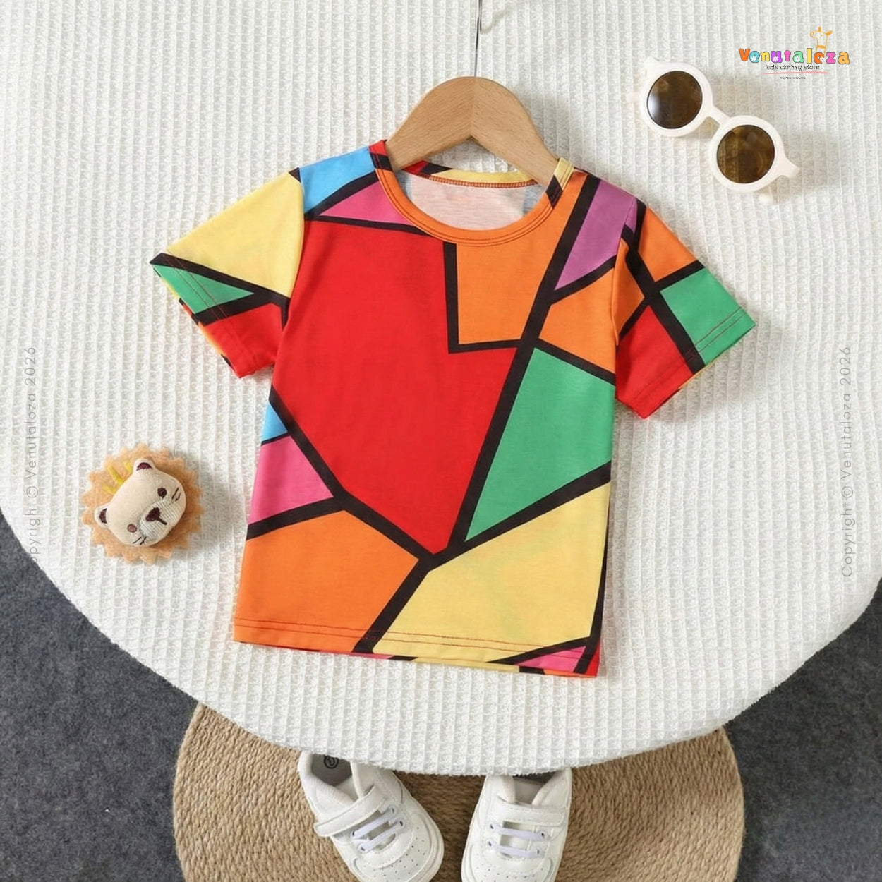 Venutaloza Plus Multicolor Block T-Shirt For Baby Girl's..