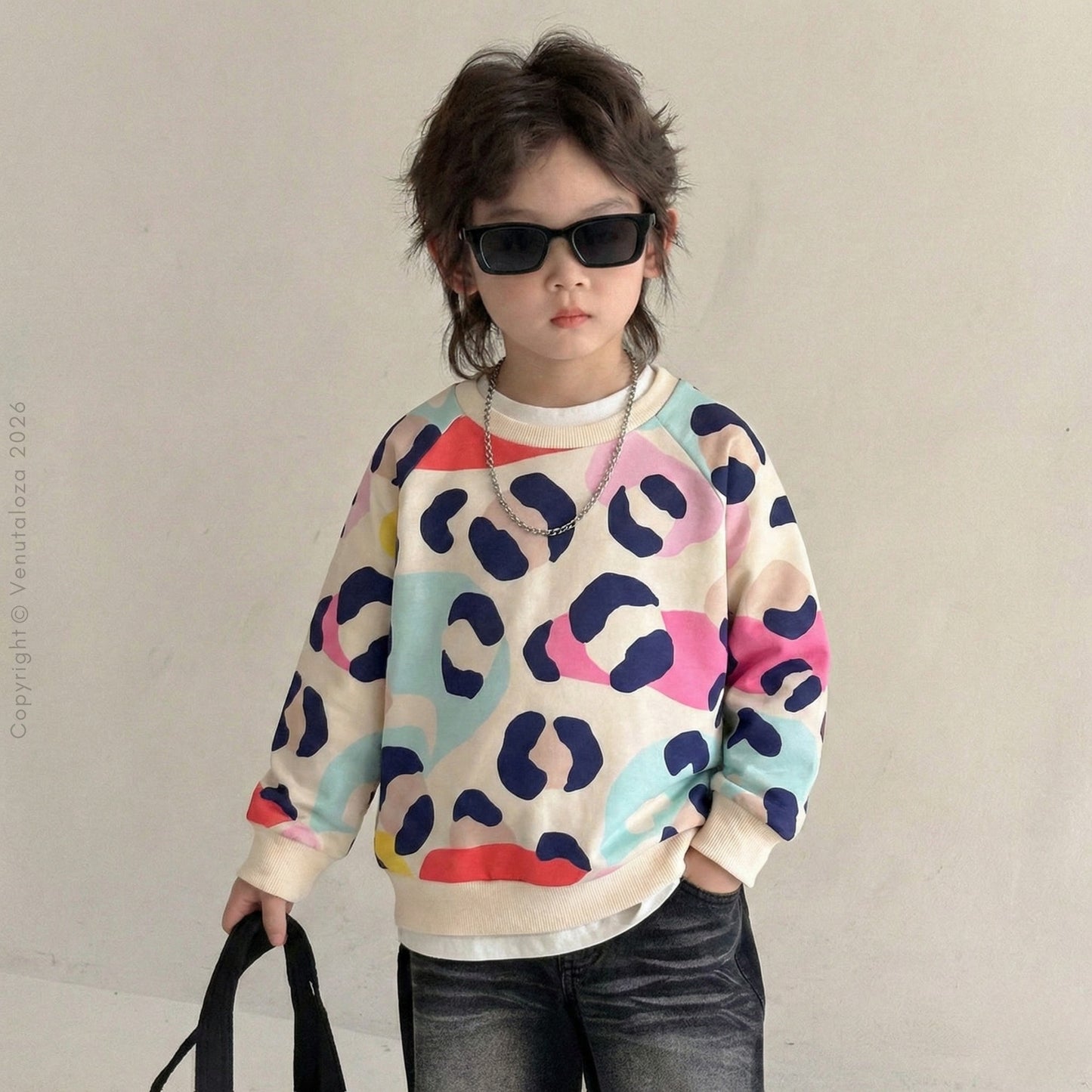 Venutaloza Autumn Solid Plus Color Block T-Shirt For Boy's & Girl's..