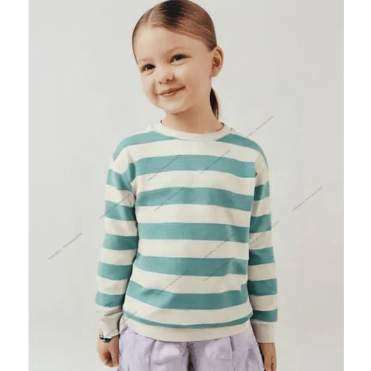 Venutaloza Stylish Full Sleeve Round Neck Stripe Tee T-Shirt For Baby Girl's.