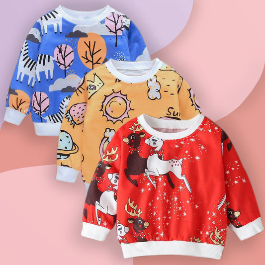 Venutaloza Boy's Reindeer & Animal_Rainbow Patterns (Combo Pack of 3) T-shirt For Boys & Girls..