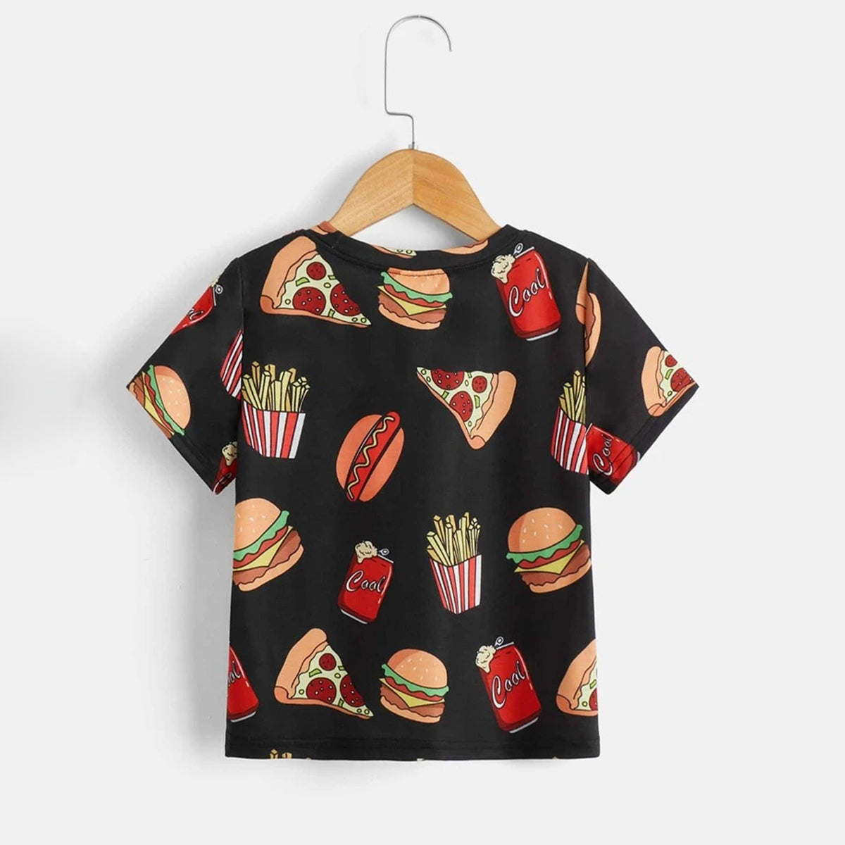 Venutaloza Boy's Food Print Scoop Neck Color Block T-Shirt For Boy's & Girl's..