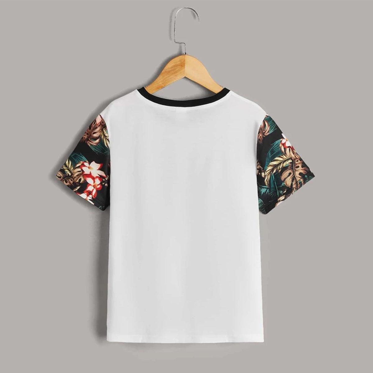 Venutaloza Tropical Print Panel Patch Pocket T-Shirt For Baby Girl's..