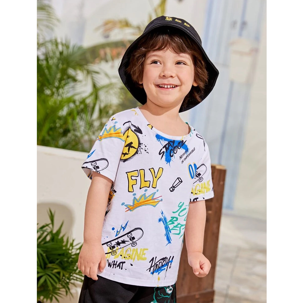 Venutaloza Toddler Boy's Letters Graphic Tee Print Short Sleeve T-Shirt For Boy's & Girl's..