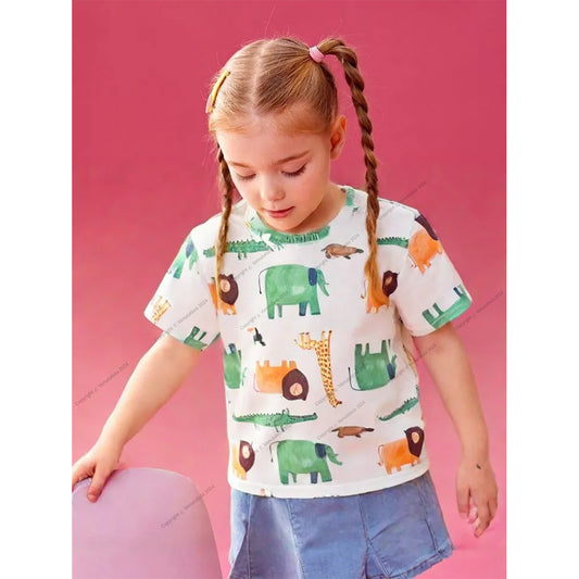 Venutaloza Toddler Animal Cartoon Graphic Tee T-Shirt For Baby Girl's.