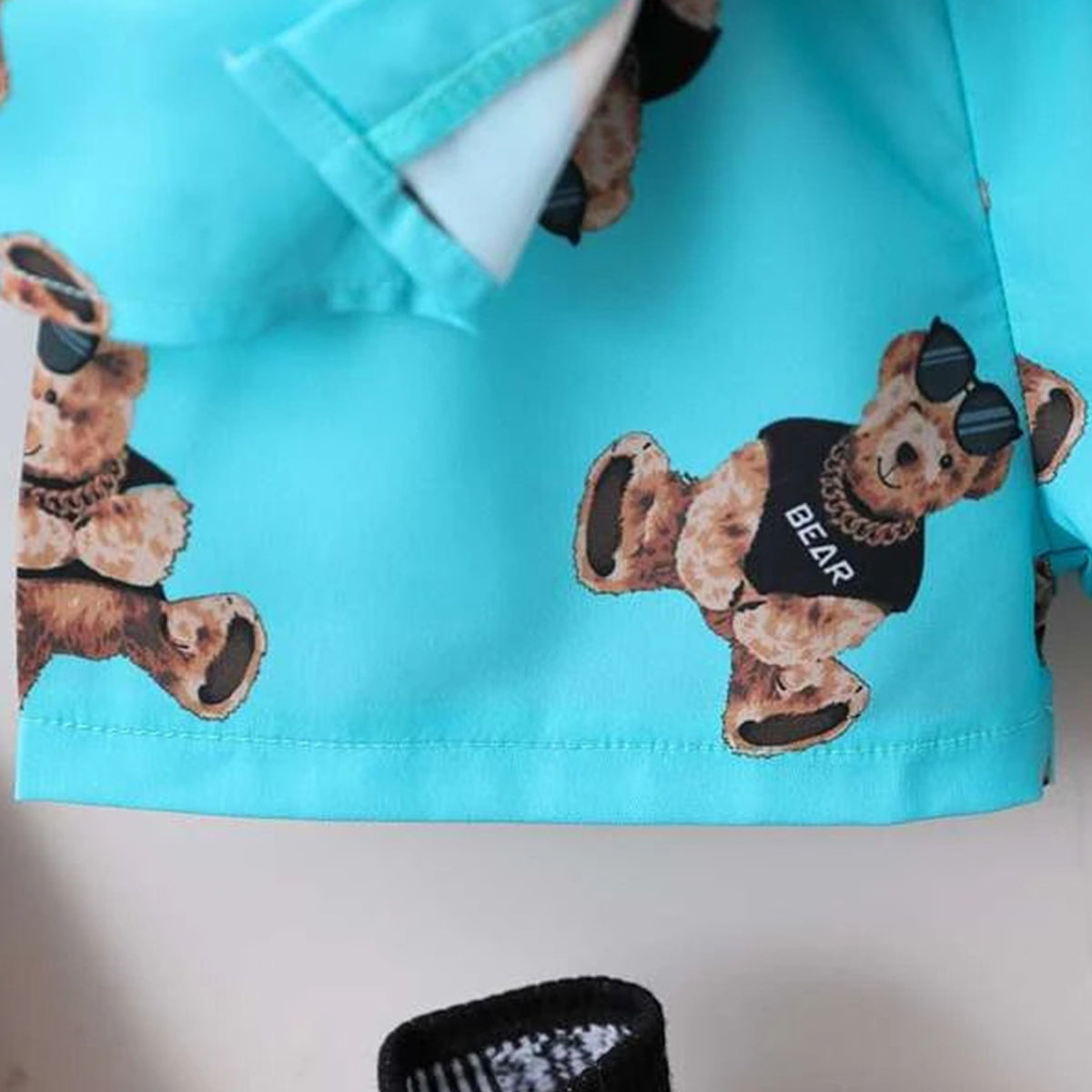 Venutaloza Toddler Boys Bear Graphic Print Shirt & Shorts Without tee Two Piece Set.