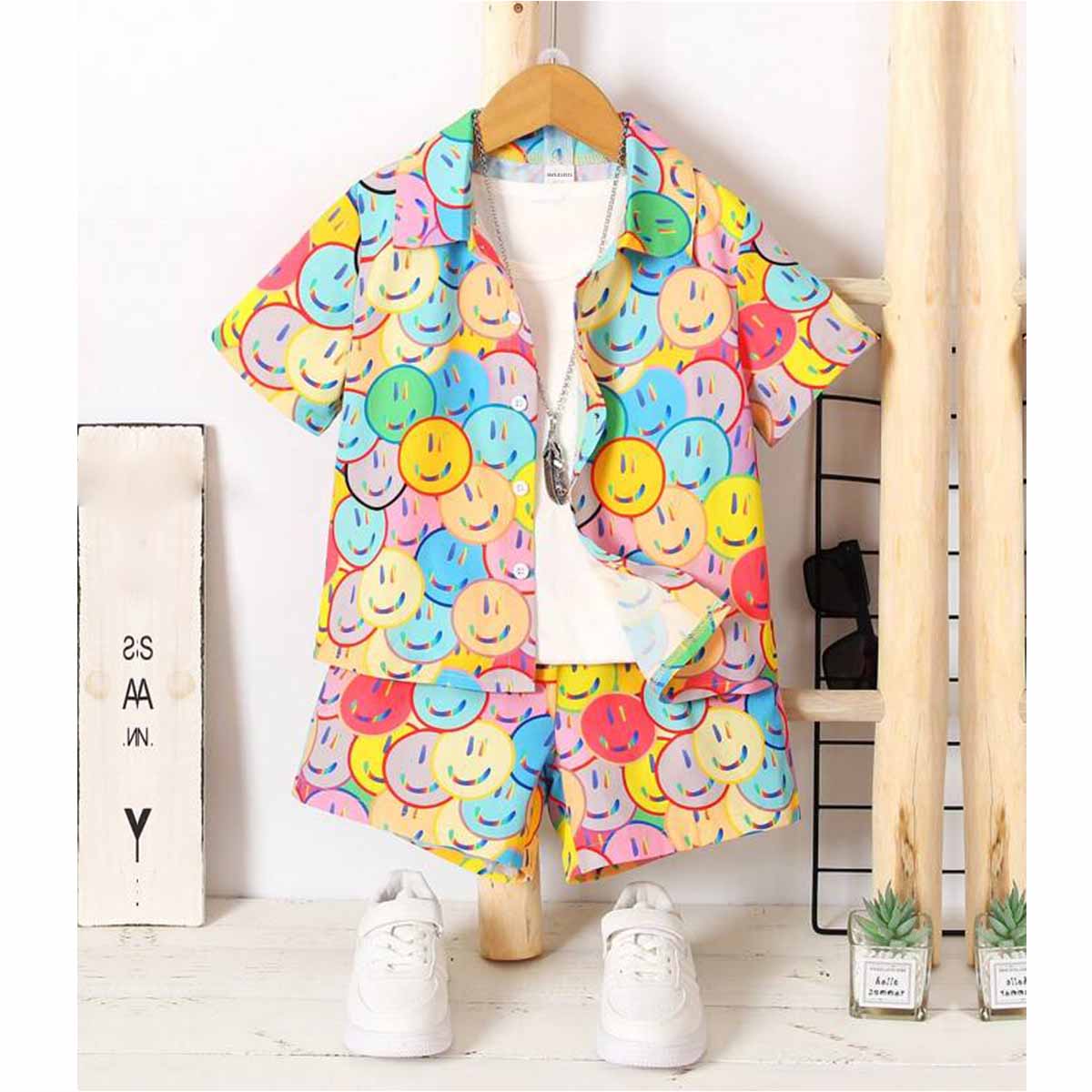 Venutaloza Baby Set Smilie Smilie & Paisley Scarf Casual (Combo Pack Of 2) Shirt & Shorts Without tee Two Piece Set For Boy & Girls.