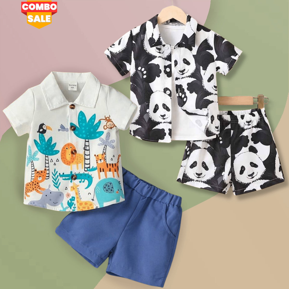 Venutaloza Baby Set Animal & Bear(Combo Pack Of 2) Shirt & Shorts Without tee Two Piece Set For Boy & Girls.