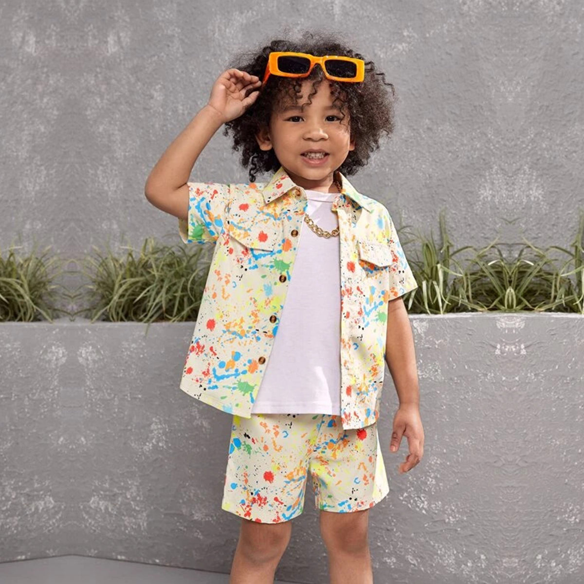 Venutaloza Baby Set Rainbow & Apricot-Colored (Combo Pack Of 2) Shirt & Shorts Without tee Two Piece Set For Boy & Girls.