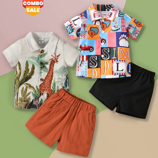 Venutaloza Baby Set Animal & Letters (Combo Pack Of 2) Shirt & Short Without tee Two Piece Set For unisex.