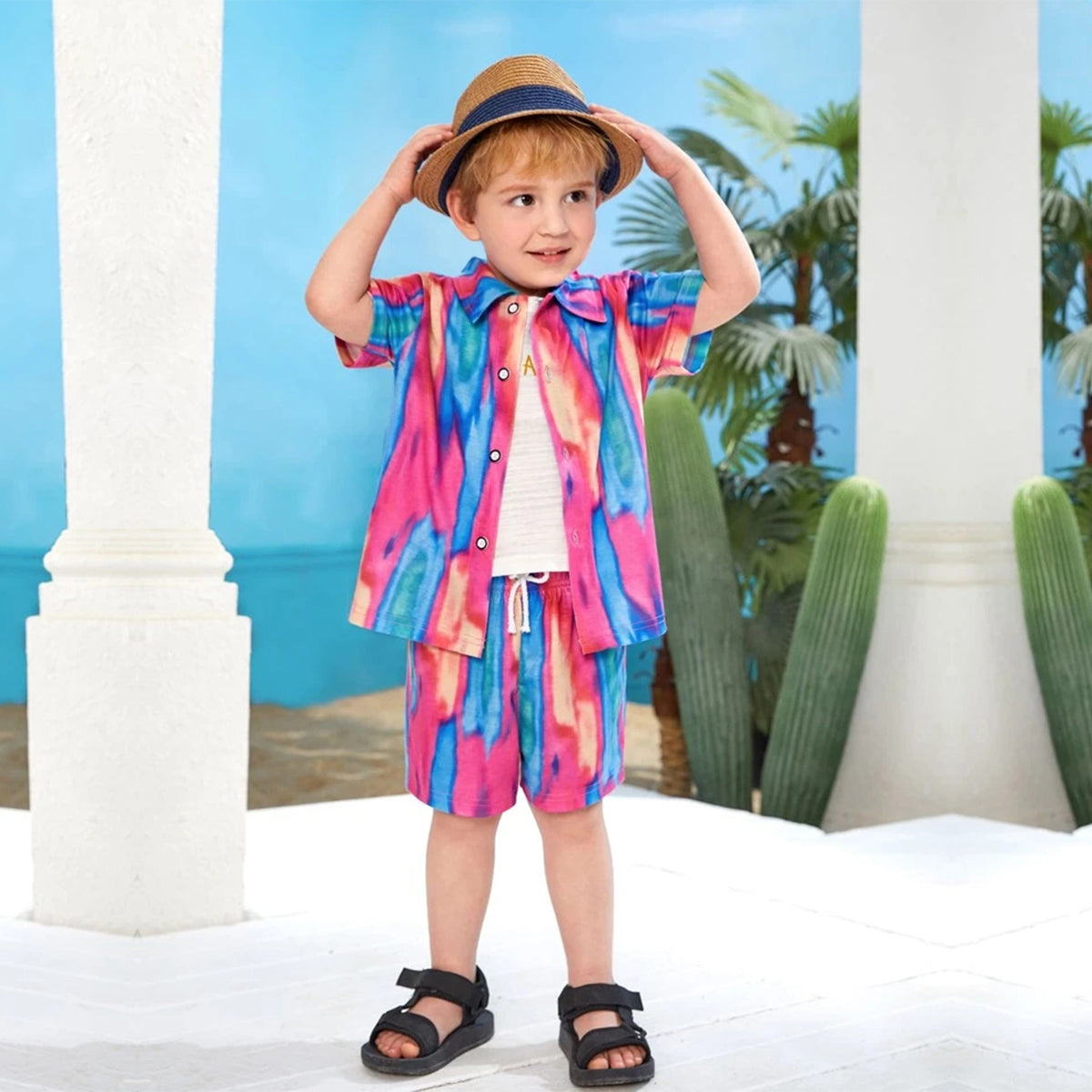 Venutaloza Baby Set Rainbow & Dinosaur(Combo Pack Of 2) Shirt & Shorts Without tee Two Piece Set For Boy & Girls.