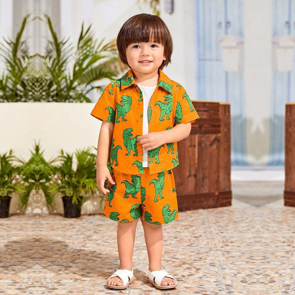 Venutaloza Baby Set Rainbow & Dinosaur(Combo Pack Of 2) Shirt & Shorts Without tee Two Piece Set For Boy & Girls.