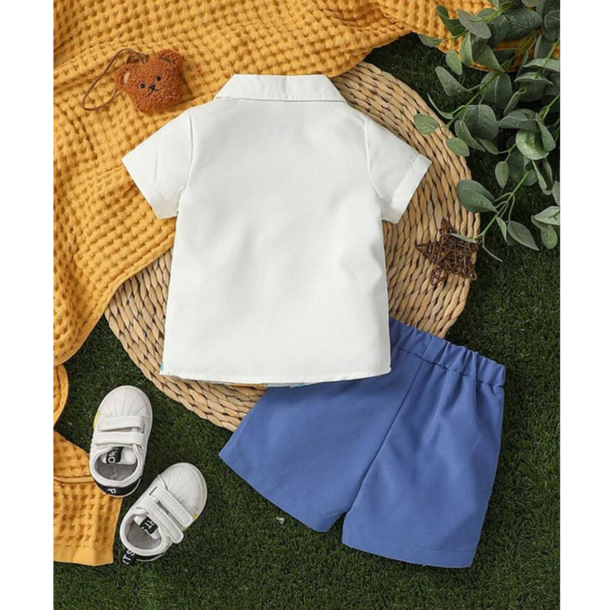 Venutaloza Kids Baby Boy Animal Printed Short Sleeve Shirt And Shorts Without tee Two Piece Set.