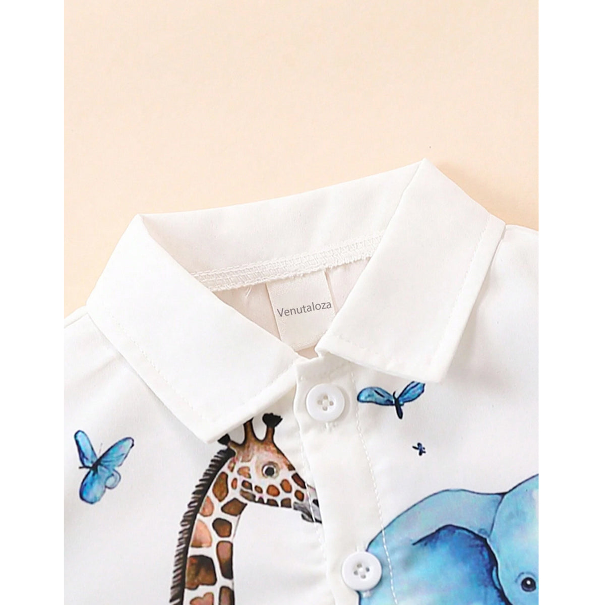 Venutaloza Baby Boy Animal Printed Short Sleeve Shirt And Shorts Two Piece Set.