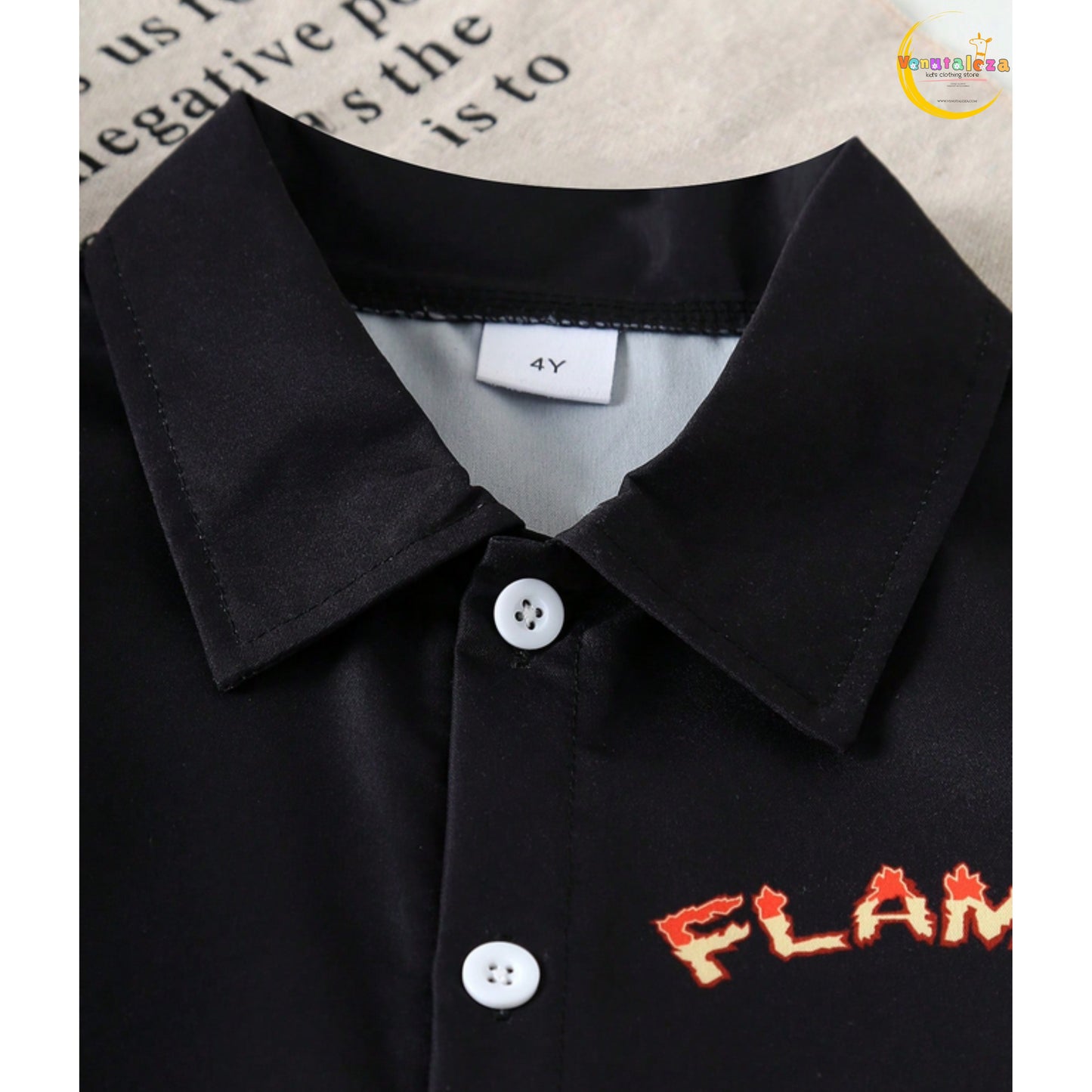 Baby Flame Fire Button Fly Shirt And Shorts Set For Boys.