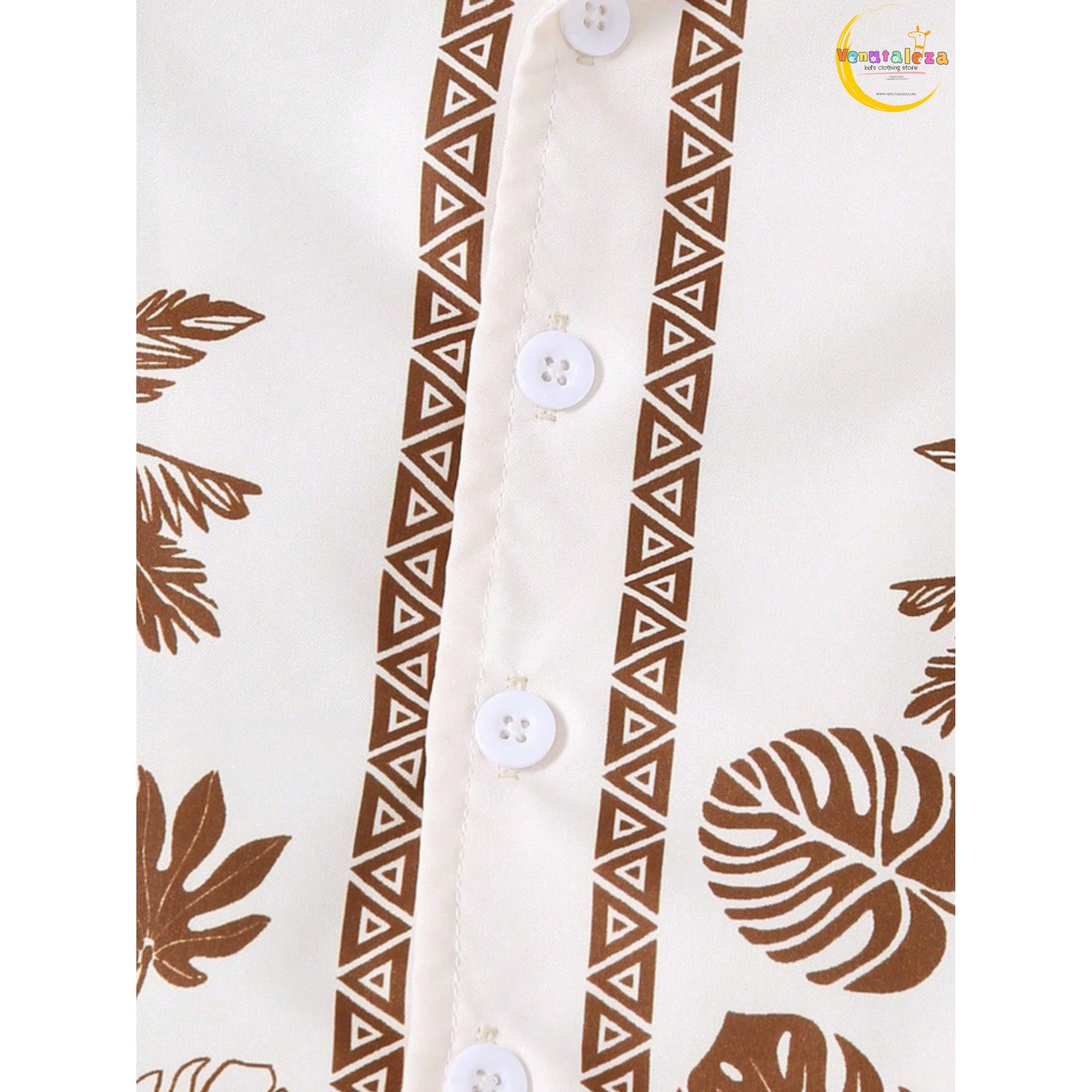 Boys Two-Piece Set Coconut Tree Collar Shirt and Comfortable Shorts, for Outdoor.