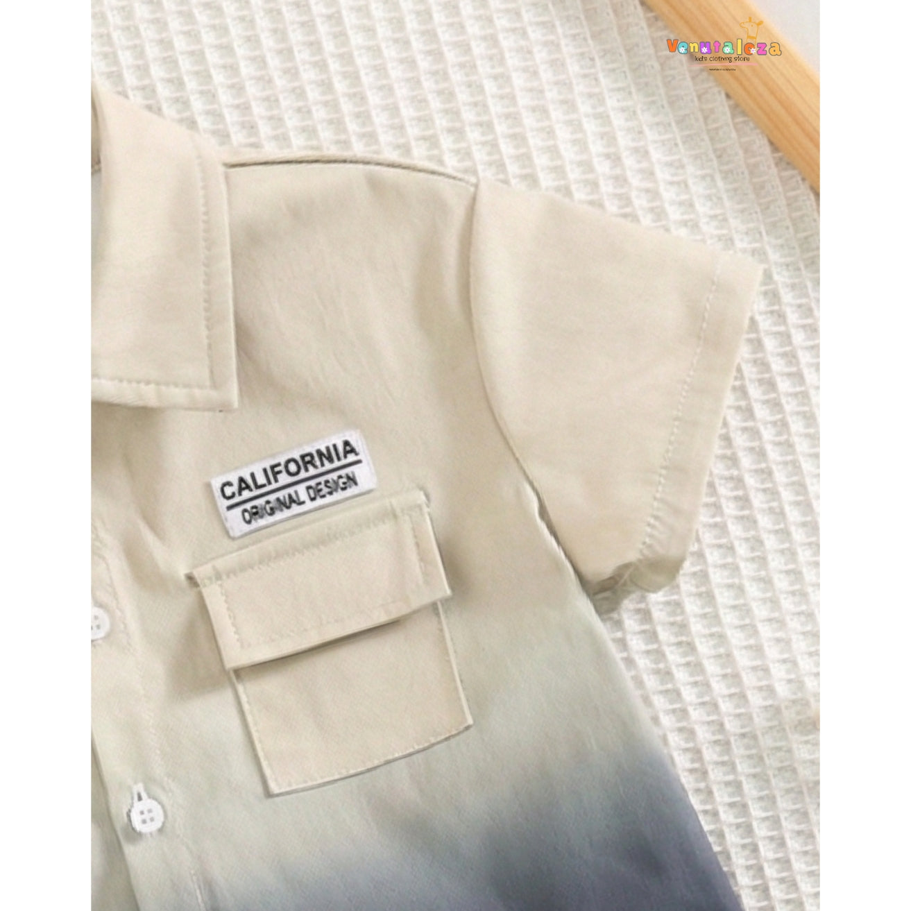 Baby Ombre Dyed Short Sleeve Shirt With Shorts Set For Boys.