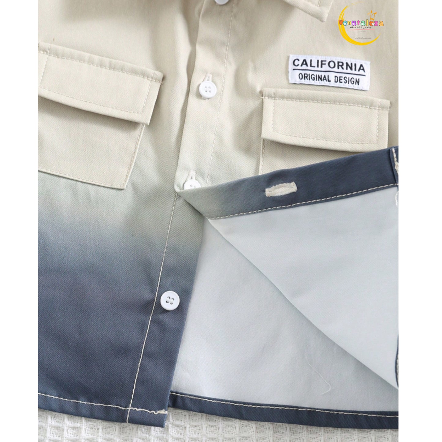 Baby Ombre Dyed Short Sleeve Shirt With Shorts Set For Boys.