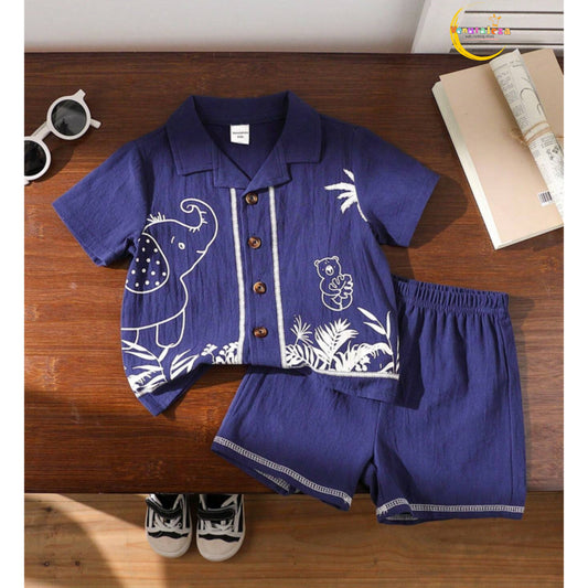 Venutaloza Baby Boy Short Sleeve Shirt And Shorts Set For Spring/ Vacation.
