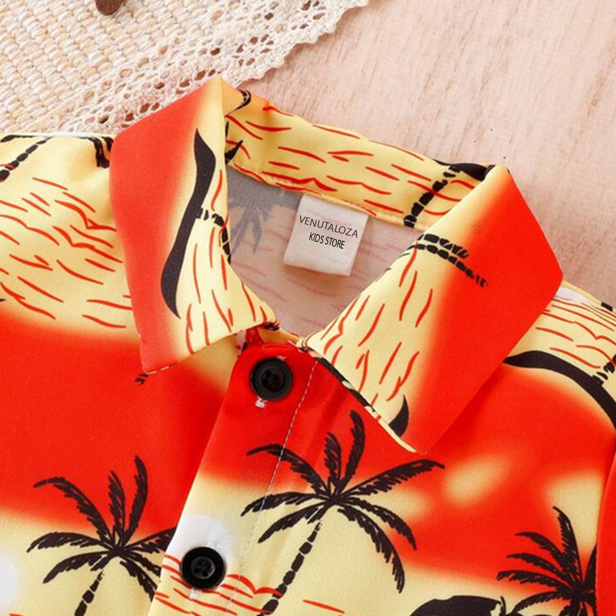 Venutaloza Stylish Kid's Sunshine Tropical Print Shirt & Shorts Without tee Two Piece Set.