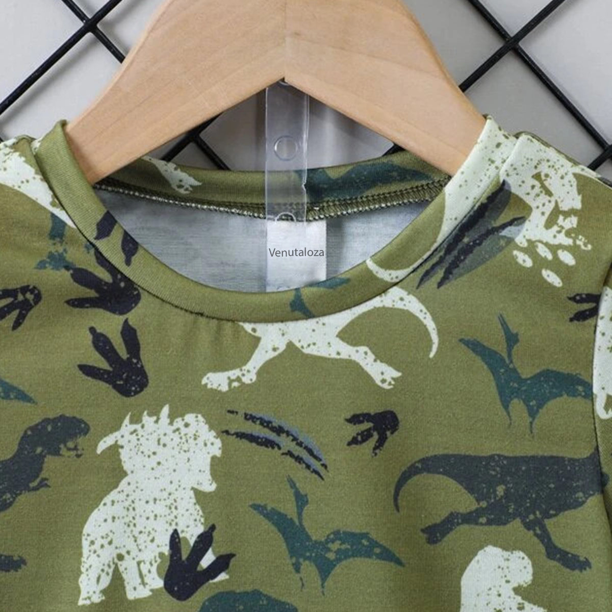 Venutaloza Kids Everyday Dinosaur Casual T-Shirt & Shorts Two Piece Set For Boys.