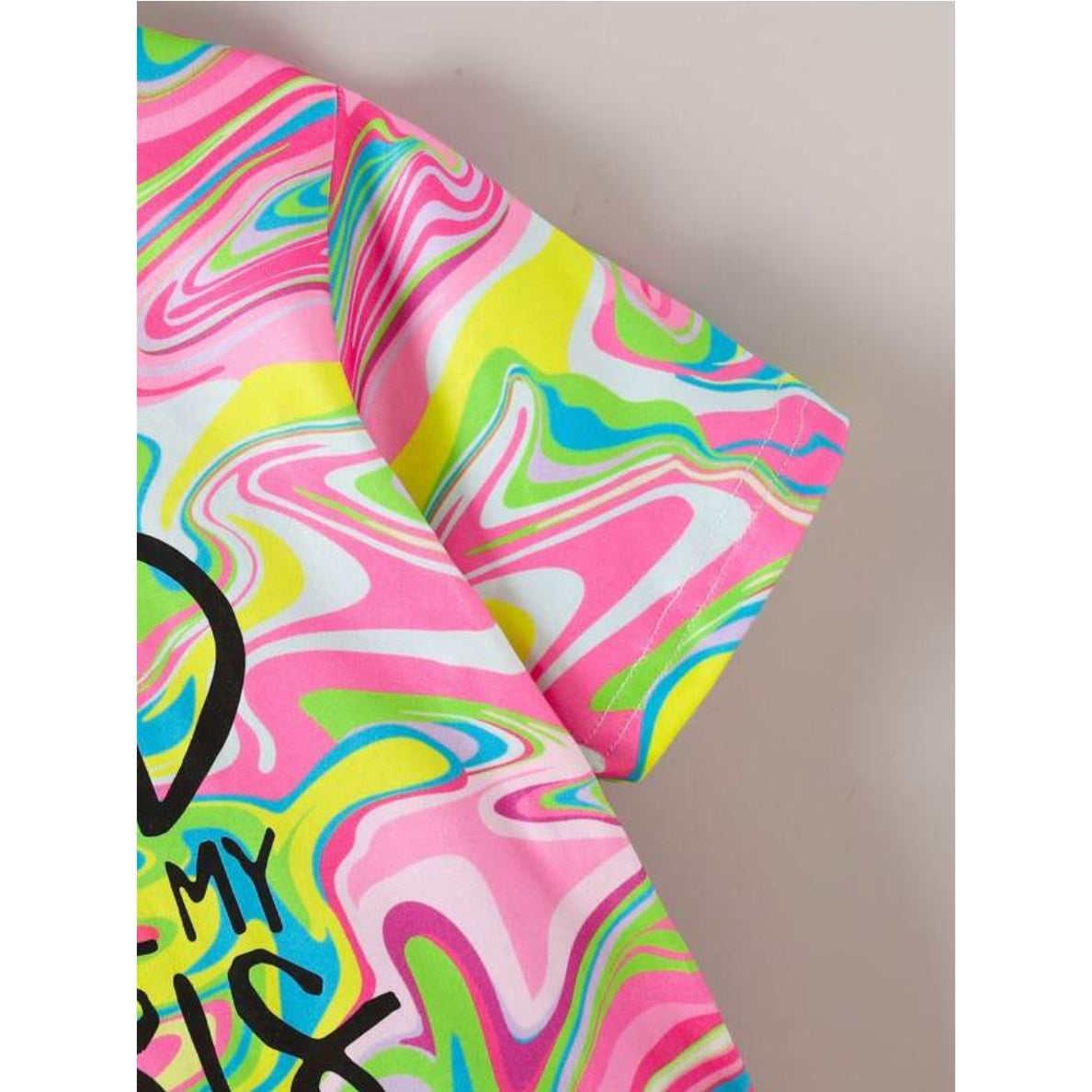 Venutaloza Kids Fluid & Slogan Graphic T-Shirt & Shorts Two Piece Set For Boys.